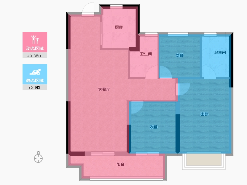 江苏省-南京市-山和宸园-76.80-户型库-动静分区