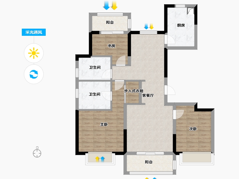 江苏省-南京市-深业青珑上府-93.61-户型库-采光通风