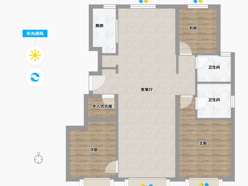 北京-北京市-翡翠公园-89.69-户型库-采光通风