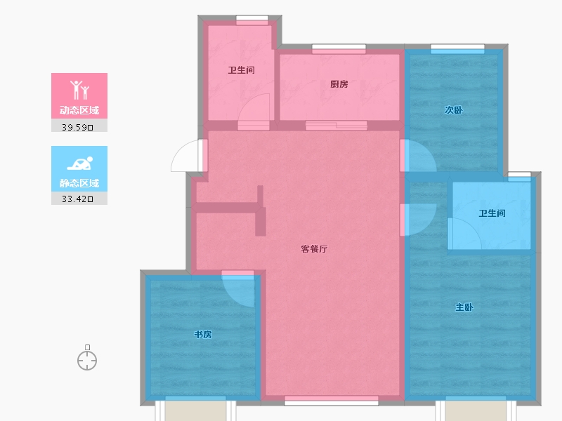 北京-北京市-招商中建·顺义臻珑府-64.06-户型库-动静分区