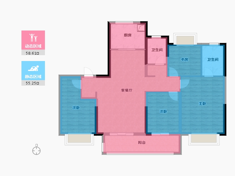 江苏省-南京市-深业青珑上府-101.52-户型库-动静分区