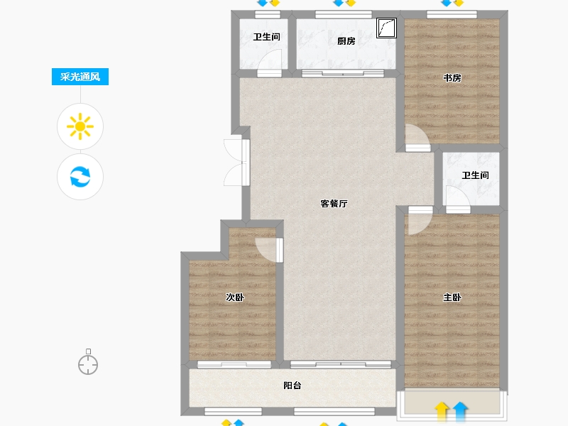 山东省-潍坊市-恒信宝通御园-99.00-户型库-采光通风