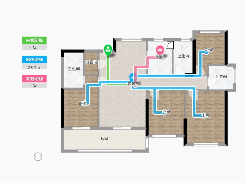 福建省-福州市-龙湖天璞-110.00-户型库-动静线