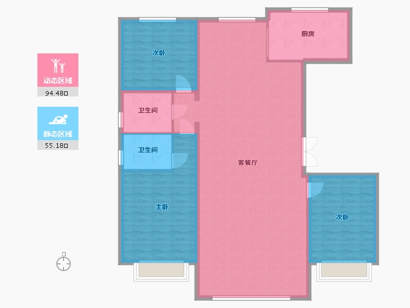 内蒙古自治区-包头市-方兴卫士府-146.90-户型库-动静分区