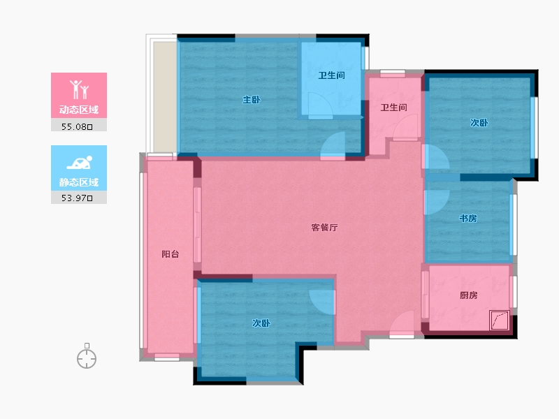 江苏省-苏州市-悠步四季-97.00-户型库-动静分区