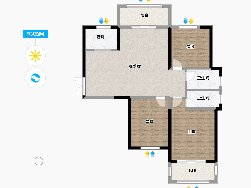 河南省-开封市-鼎立国际城-104.00-户型库-采光通风