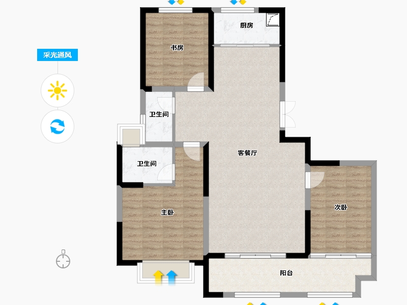 江苏省-徐州市-公园壹号-105.28-户型库-采光通风