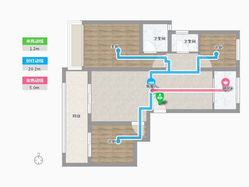 河南省-濮阳市-清华玖号院-76.00-户型库-动静线