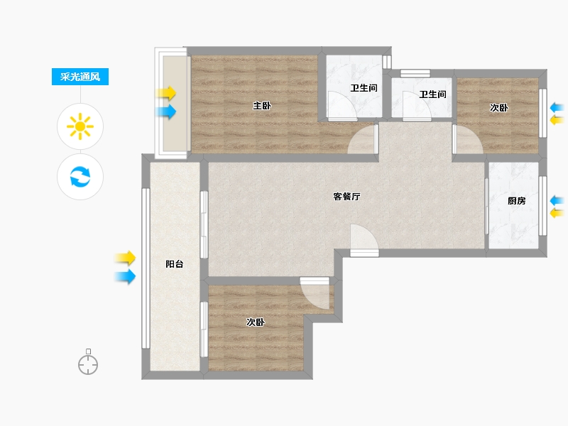 河南省-濮阳市-清华玖号院-76.00-户型库-采光通风