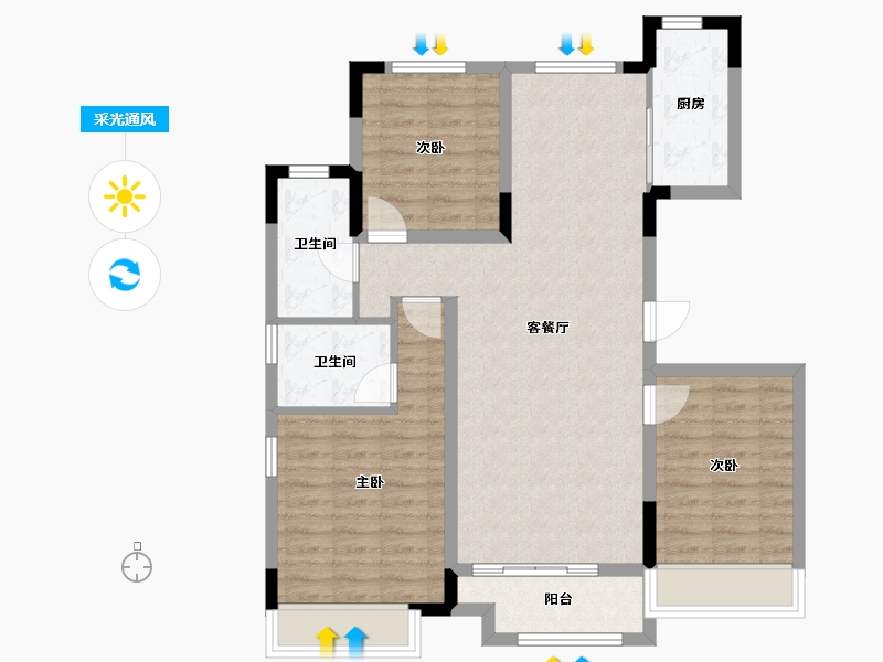 吉林省-长春市-长春金鹰世界-100.80-户型库-采光通风