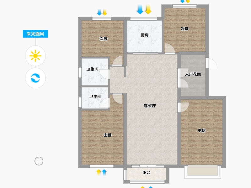 山西省-朔州市-西山映象-123.00-户型库-采光通风