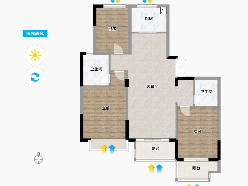 浙江省-台州市-飞龙湖畔-100.00-户型库-采光通风