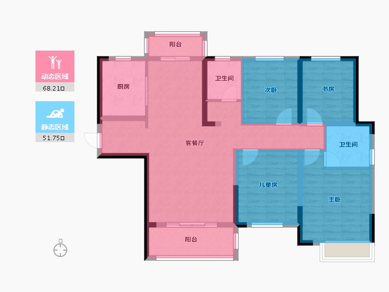 湖南省-长沙市-中建凤凰台-115.00-户型库-动静分区