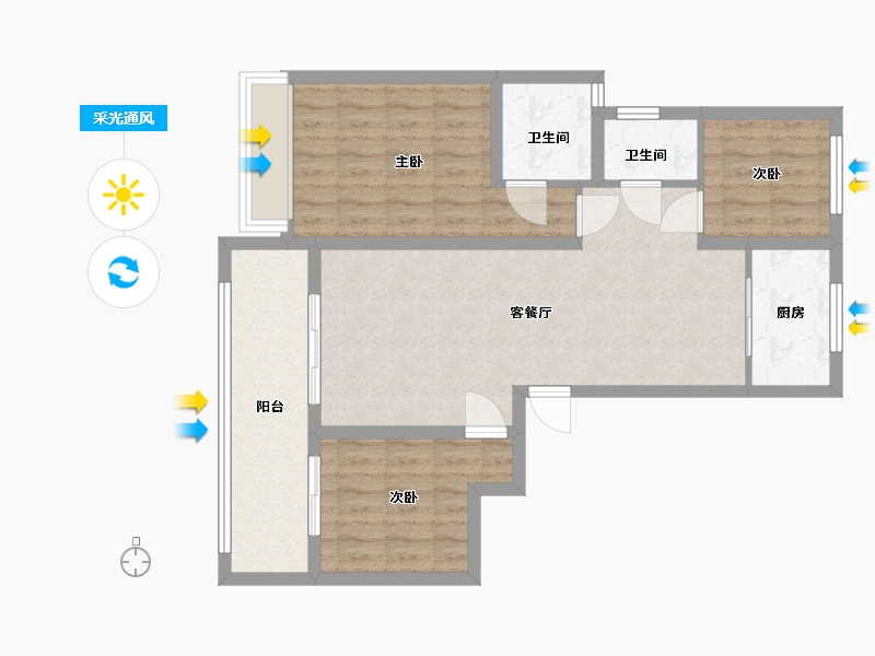 河南省-濮阳市-清华玖号院-82.00-户型库-采光通风