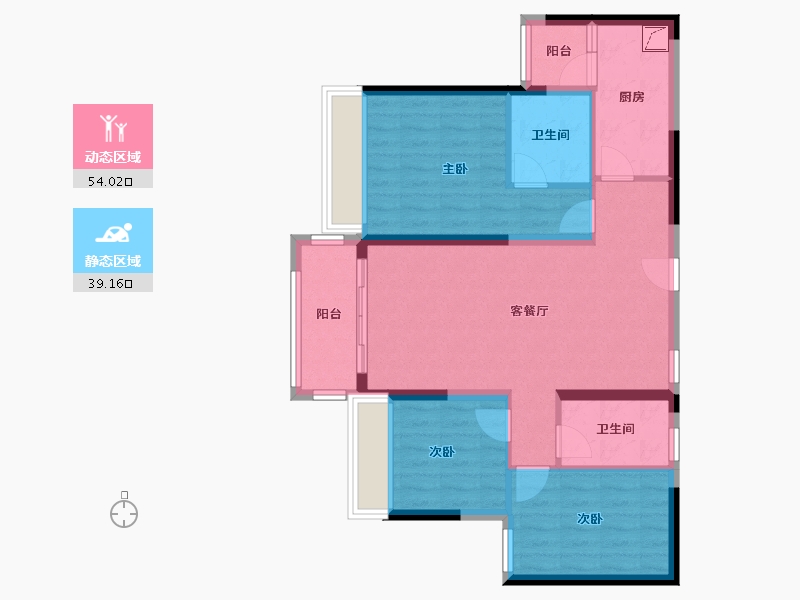 广东省-江门市-美的海棠公馆-83.00-户型库-动静分区