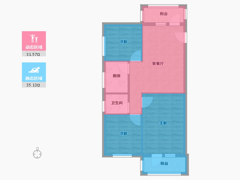 北京-北京市-八里庄西里-70.56-户型库-动静分区