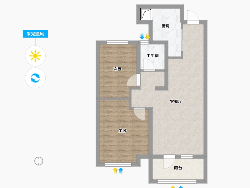 广东省-中山市-中山华发观山水花园-60.00-户型库-采光通风