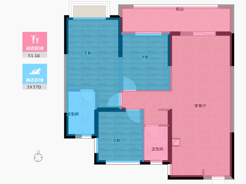 浙江省-金华市-都会四季-80.25-户型库-动静分区