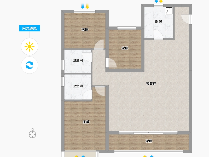 甘肃省-兰州市-富力兰州-116.59-户型库-采光通风