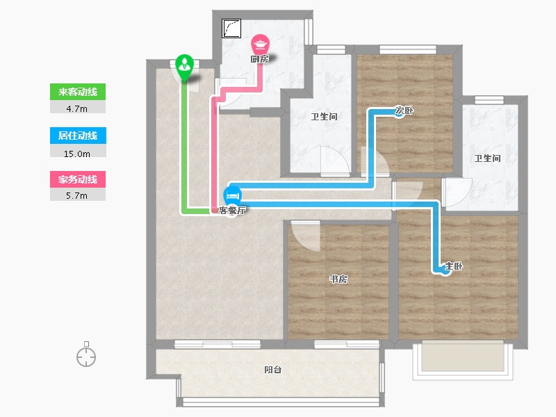 浙江省-宁波市-红星江月府-78.00-户型库-动静线