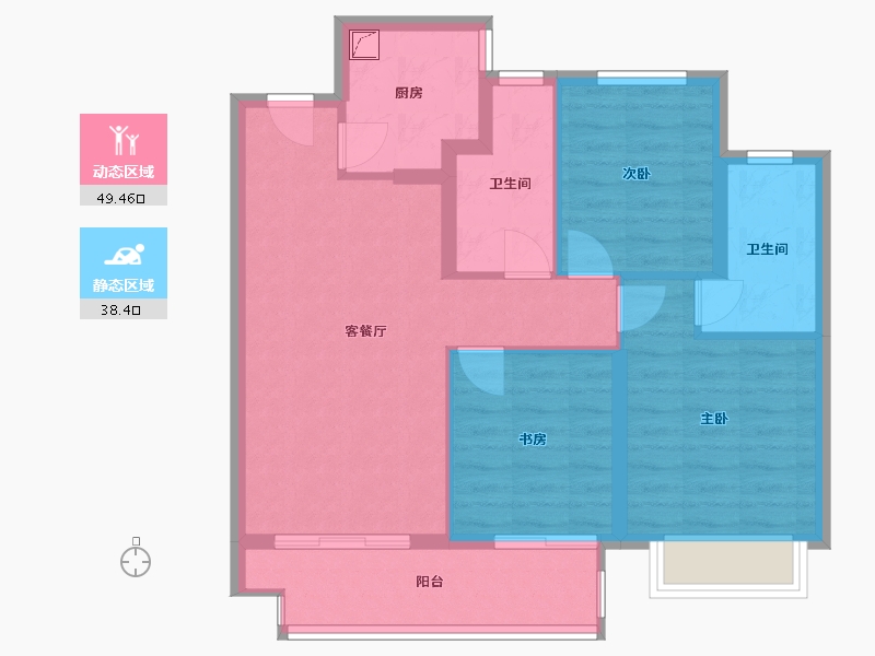 浙江省-宁波市-红星江月府-78.00-户型库-动静分区