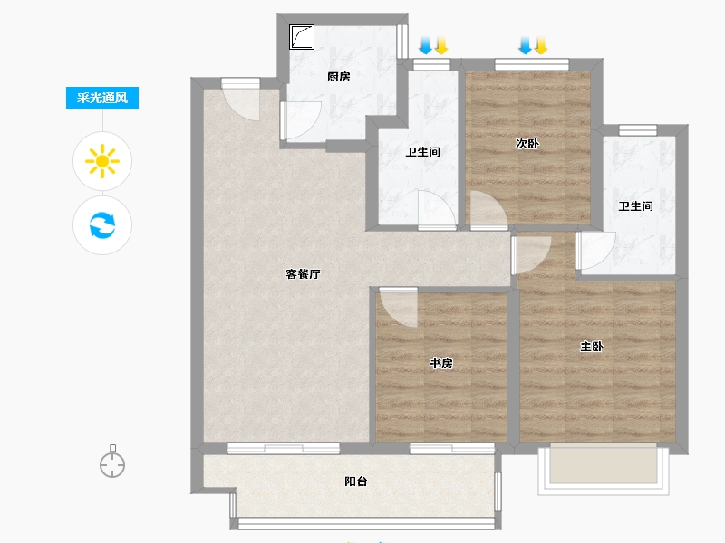 浙江省-宁波市-红星江月府-78.00-户型库-采光通风