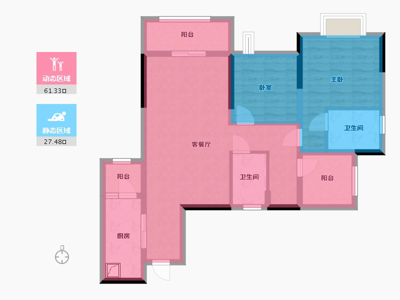 重庆-重庆市-凰城御府-80.48-户型库-动静分区