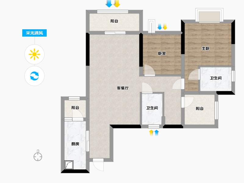 重庆-重庆市-凰城御府-80.48-户型库-采光通风