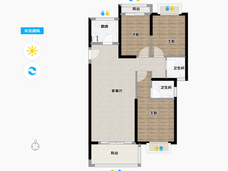 福建省-泉州市-禹洲城市广场-100.00-户型库-采光通风