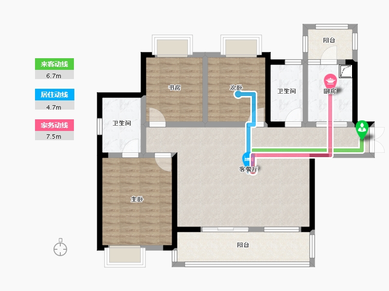 湖北省-宜昌市-兴润·兴公馆-137.93-户型库-动静线