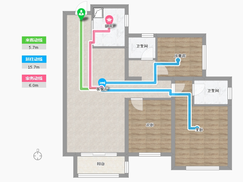 河北省-石家庄市-天山·国宾壹号-84.81-户型库-动静线