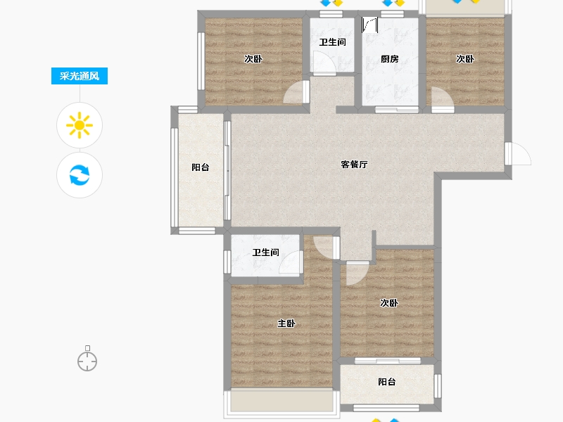 河南省-南阳市-荣耀龙城·观澜首府-156.00-户型库-采光通风