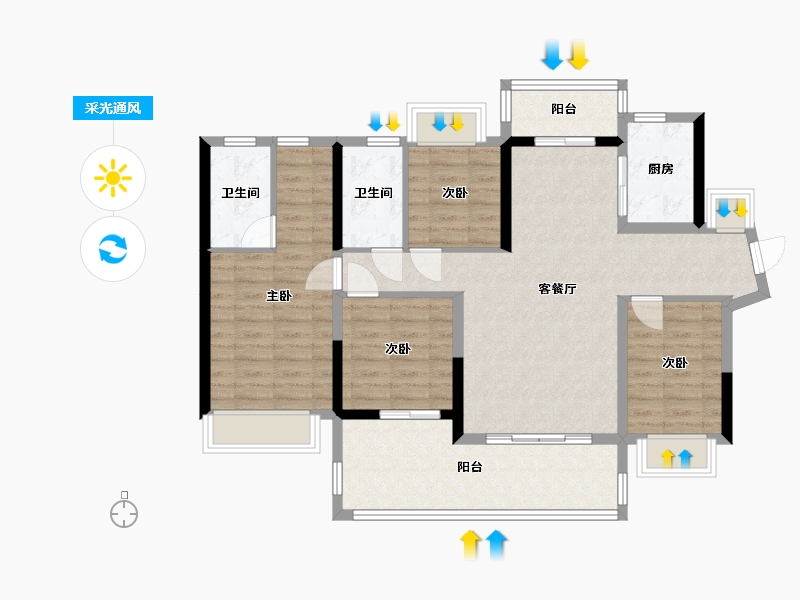 广东省-揭阳市-揭阳半岛明珠-106.00-户型库-采光通风