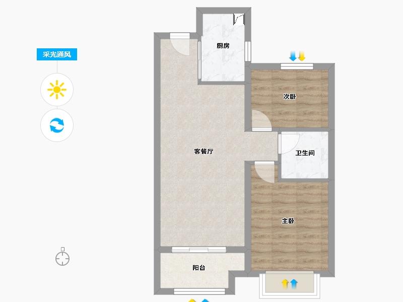 山西省-太原市-红星 紫御华府-65.18-户型库-采光通风