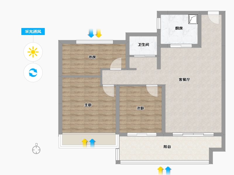 江苏省-盐城市-碧桂园玖玺-86.00-户型库-采光通风