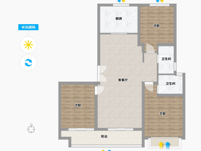 山东省-济宁市-保信联诚佳园-104.43-户型库-采光通风