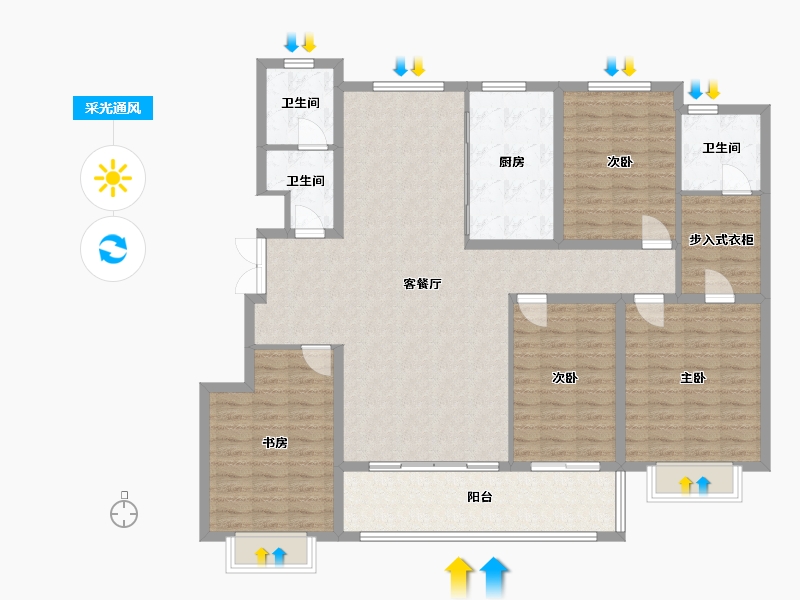 山东省-临沂市-史丹利四季长安-144.00-户型库-采光通风