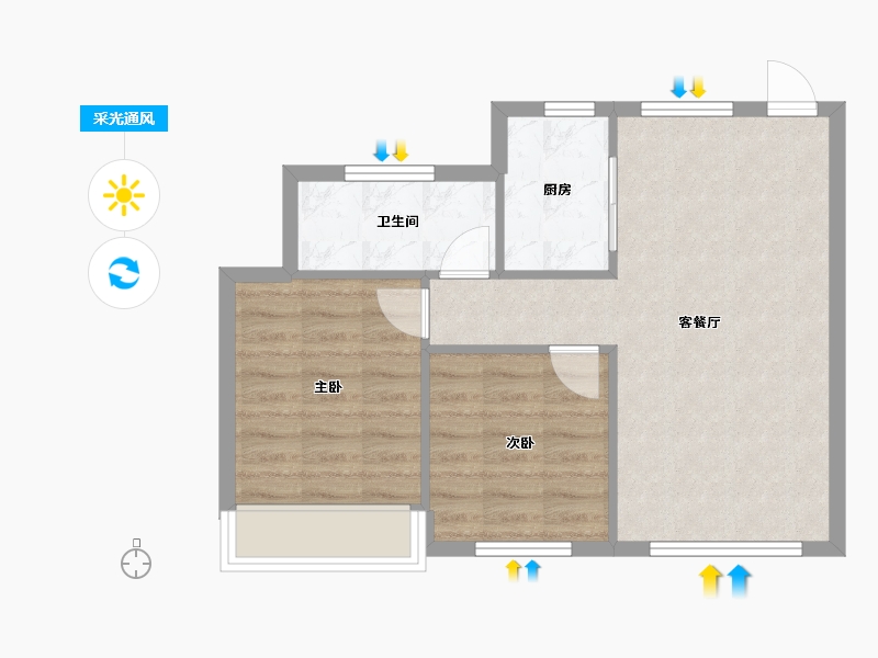 吉林省-长春市-天泽凯旋华府-60.00-户型库-采光通风