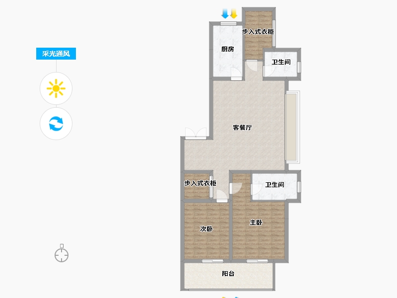 江苏省-盐城市-吾悦华府-121.00-户型库-采光通风