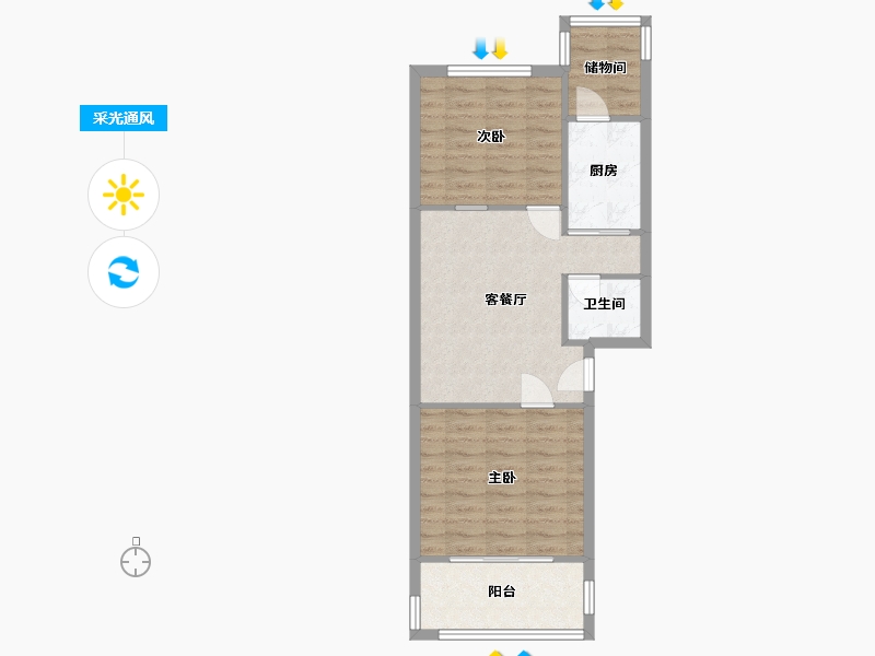 河北省-石家庄市-北苑小区-70.00-户型库-采光通风