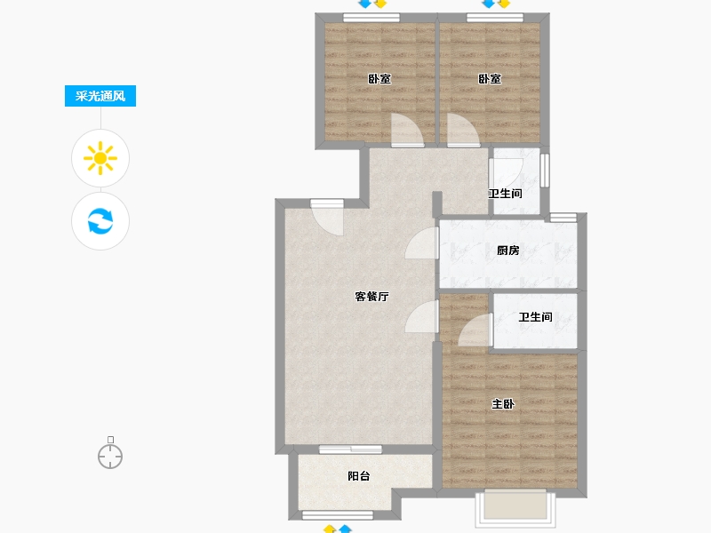 河北省-沧州市-沧州荣盛花语城-90.00-户型库-采光通风