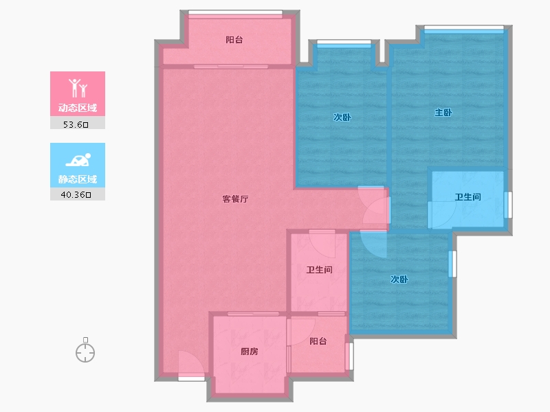 重庆-重庆市-鲁能星城-80.00-户型库-动静分区