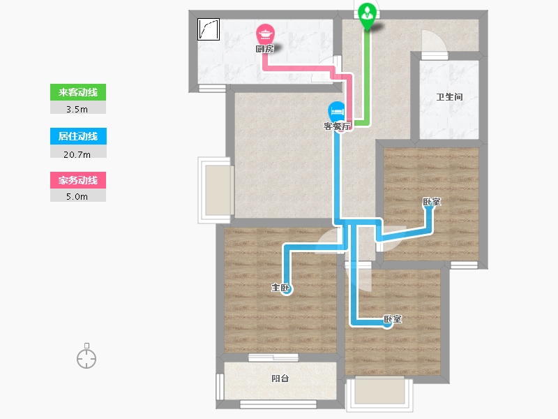 甘肃省-平凉市-兴盛茗馨佳园小区-84.98-户型库-动静线