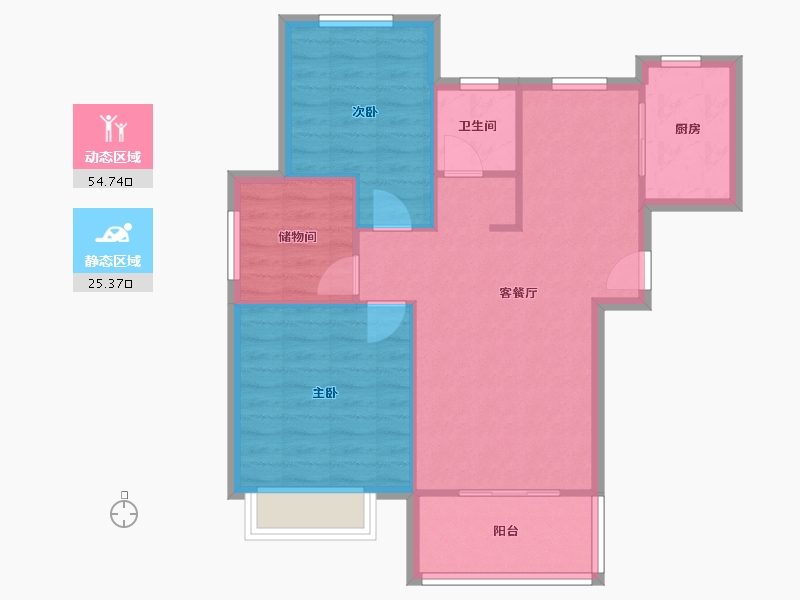 安徽省-合肥市-蜀沁园-西区-90.00-户型库-动静分区