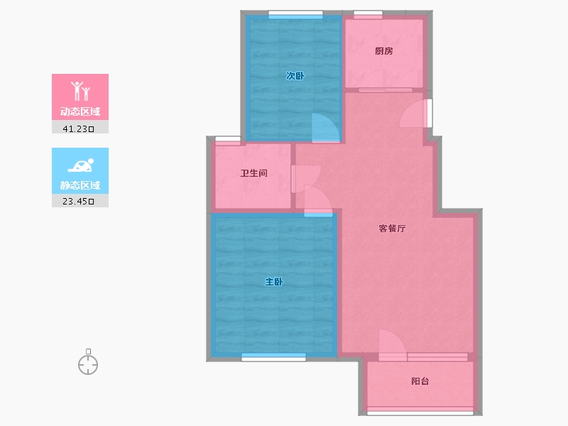 辽宁省-大连市-远洋晨曦里-66.71-户型库-动静分区