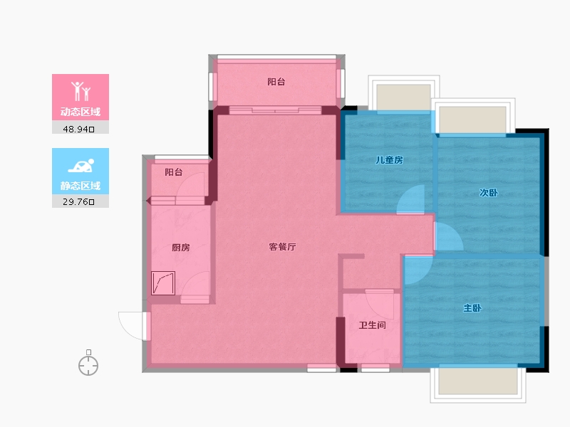 广西壮族自治区-桂林市-彰泰·鸣翠新城-75.00-户型库-动静分区