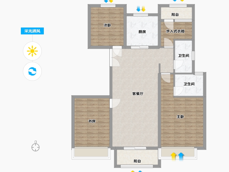 江苏省-徐州市-贾汪南湖雅园-109.82-户型库-采光通风