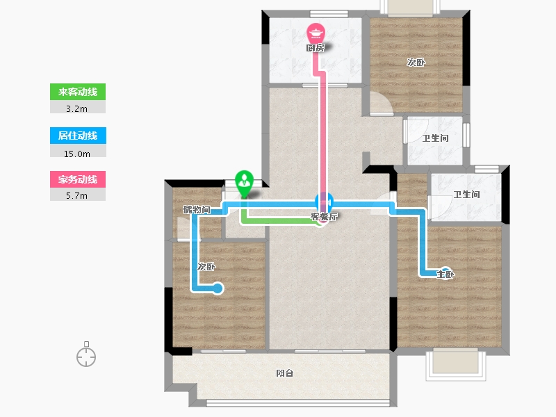 江苏省-常州市-铂悦时代-105.09-户型库-动静线