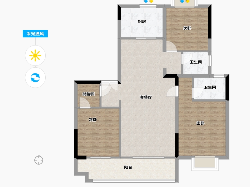 江苏省-常州市-铂悦时代-105.09-户型库-采光通风