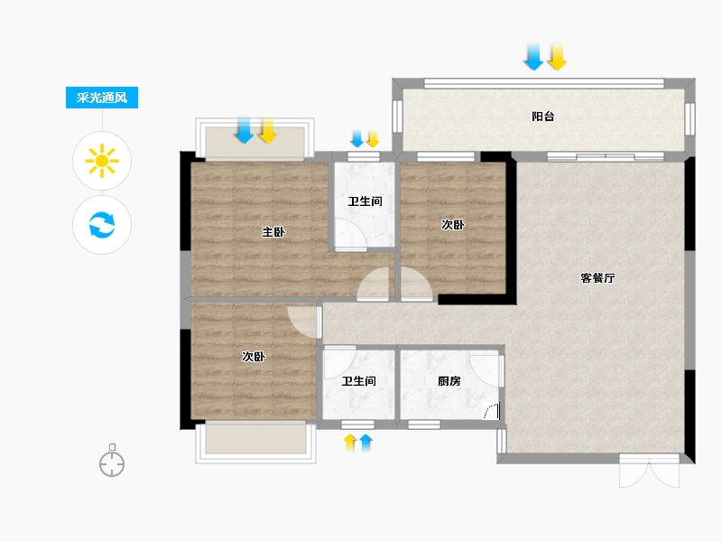 湖南省-衡阳市-盛世名都-91.00-户型库-采光通风